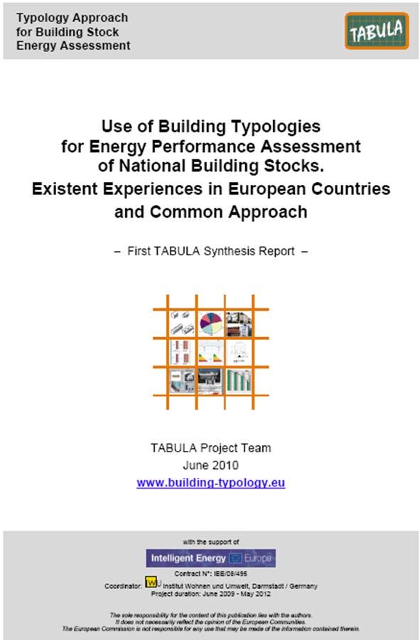 04. Proyecto Europeo TABULA Avance del proyecto: TABULA Synthesis Report June 2010 El informe recoge las experiencias existentes en diferentes países europeos en el campo de la clasificación
