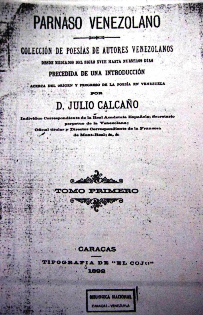 Julio Calcaño: Parnaso Venezolano: colección de autores