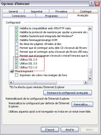 detallamos a continuación: Configuración recomendada para la utilización de Internet Explorer 7 SP3: