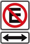 Prohibición de estacionar a la derecha hasta la próxima intersección. Prohibición de estacionar a la izquierda hasta la próxima intersección. 65 Qué significa esta señal?