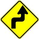 Más adelante curva pronunciada a la derecha Más adelante curva abierta a la derecha Más adelante curva y contra curva cerradas a la derecha 108 Qué significa esta señal?