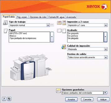 Impresión de un documento Impresión de un documento 1. Asegúrese de que el equipo tiene instalado el controlador Xerox ColorQube correcto.