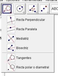Selecciona el ícono de punto nuevo y posteriormente da click en cualquier punto de la función dibujada. 3. Presiona el ícono recta perpendicular, selecciona tangentes.