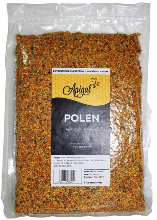 Polen Apigal sirve el pólen al natural o mezclado con la miel.