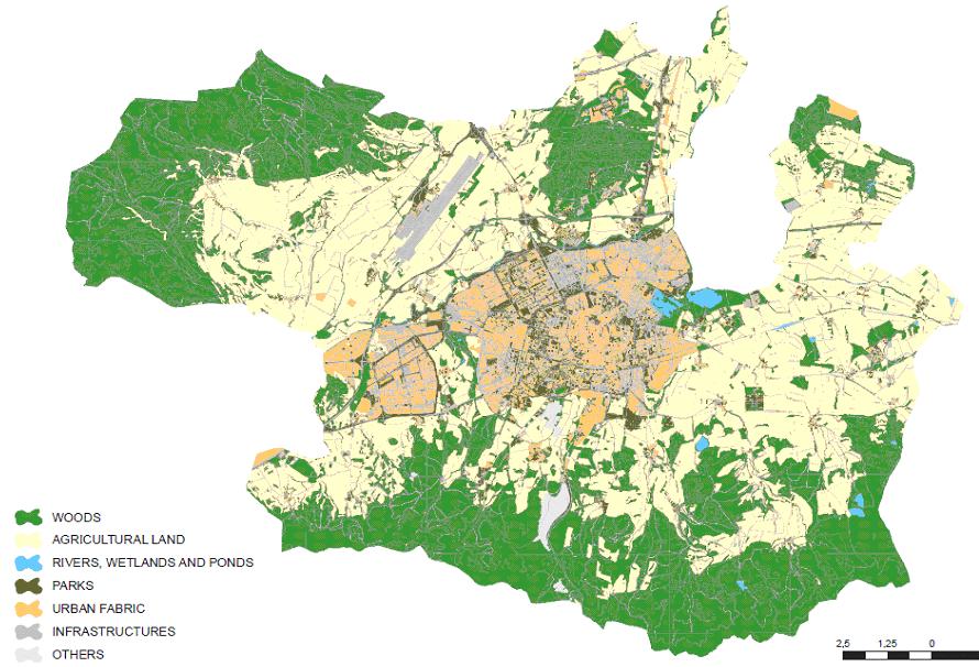 Vitoria-Gasteiz un municipio agrícola Forestal Agrícola Ríos, lagos y zonas húmedas Parques Tejido urbano Infraestructuras Otros Población: 243,298 Sup.