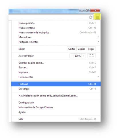2. GO O G LE CHR O M E A continuación se relata el proceso de eliminación de caché y datos de navegación en Google Chrome. 2.1.