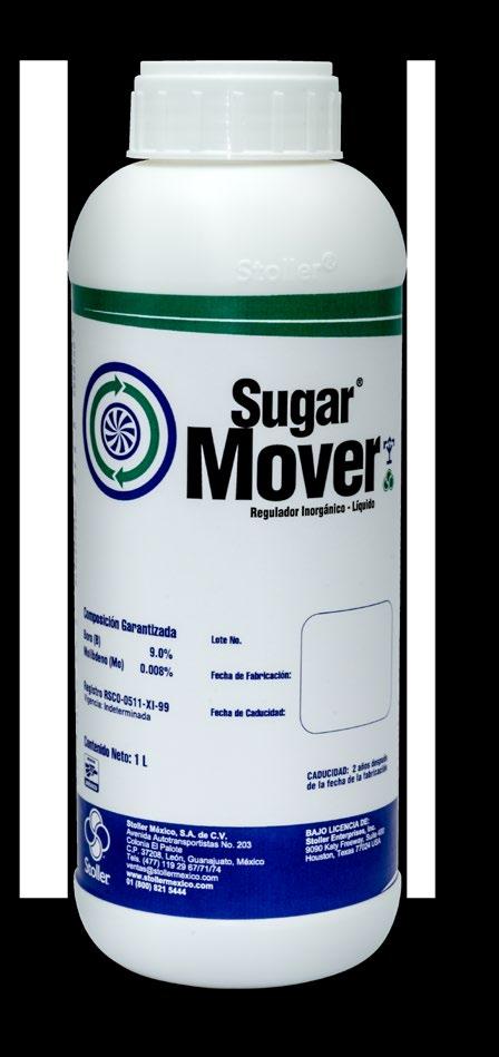 008% Sugar Mover acelera el flujo de los azúcares, transportándolos desde el follaje hacia los frutos, tallos y demás órganos a cosechar,