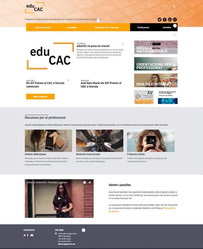 educac El programa de educación en comunicación del CAC (y 3) Todos los materiales se encuentran desarrollados en la web