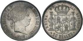 433 1863. Madrid. 20 reales. (Cal. 185).