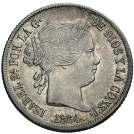 455 1864. Manila. 20 centavos. (Cal. 456) (Kr. 146). Bella. Brillo original.