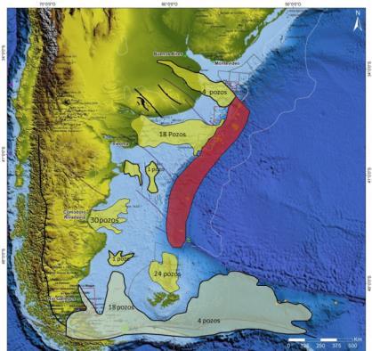 AUSTRAL - MALVINAS TALUD CONTINENTAL PLAT AFORMA CONTINENTAL Nuevas Cuencas Offshore en Argentina: gran potencial y actividad limitada Exploración comenzó en los 30-50s en el GSJ.