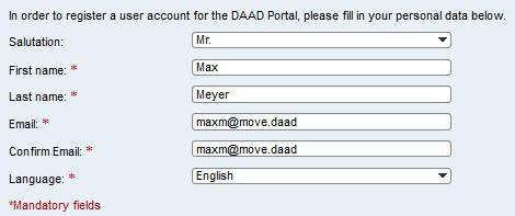 DAAD-Portal Registering in the DAAD Portal (personal funding) 4.