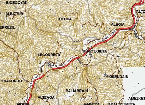 (Paso por Legorreta) Tras atravesar Arama por su zona norte, a lo largo de la frontera con Itsasondo, discurre por los municipios de Itsasondo (zona sur), Legorreta (zona sur) e Ikaztegieta (zona