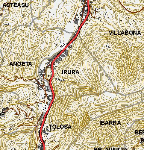 En PK 438+130, la UME entra en el municipio de Irura.