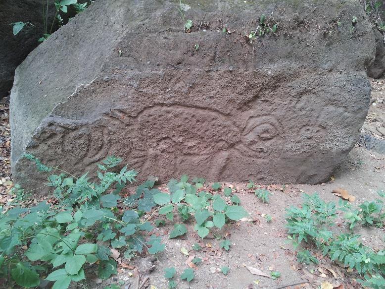 Petroglifos Los Hurtados: Publico, petroglifo con figura de