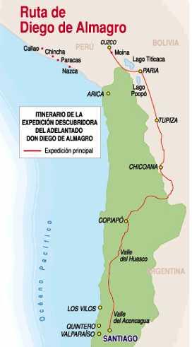 Descubrimiento de Chile Diego de Almagro descubre Chile. Los indígenas del Perú le hacen creer que hacia el sur hay grandes riquezas.