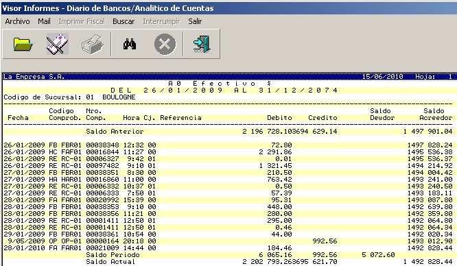 Informe de Movimientos 5.3.1. Diario Control Caja/Bancos 5.3.2. Diario Bcos.
