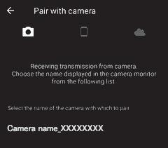 6 Dispositivo inteligente: En la pantalla Emparejar con la cámara, toque el nombre de la cámara.