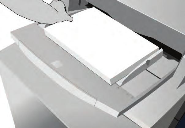 Para materiales de impresión más grandes, utilice la extensión de la bandeja. Coloque el material de impresión hacia abajo en la bandeja. El papel no debe sobrepasar la línea tope de llenado.
