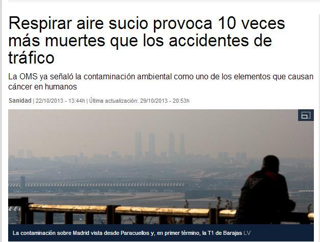 En España, por cada fallecido en accidente de tráfico, hay 10 por muerte prematura debido a la