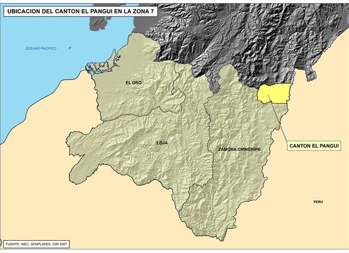 FICHA DE CIFRAS GENERALES CANTÓN Cantón EL PANGUI, Provincia de ZAMORA CHINCHIPE se encuentra en la Zona 7 de planificación.