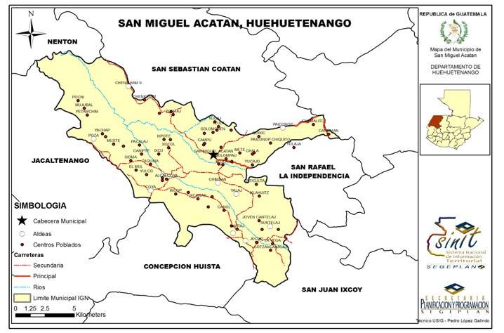 San Miguel Acatán, Huehuetenango VI. DIAGNOSTICO 6.1. Descripción general del municipio 6.1.1. Ubicación Geográfica y Subregionalización Municipal a.