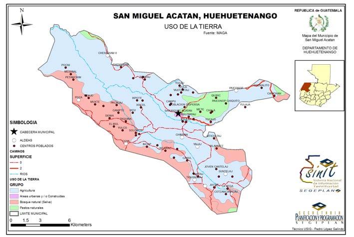 San Miguel Acatán, Huehuetenango Cuadro No. 13. Uso del suelo San Miguel Acatán, Huehuetenango Leyenda Area (ha) Area (%) Total San Miguel Acatán 16,990.30 100.0000 1. Infraestructura 18.19 0.0938 1.