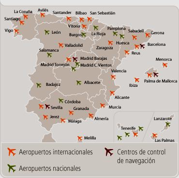 a) Localiza las provincias y comunidades autónomas donde se localizan los aeropuertos internacionales. Señala el aeropuerto más importante de España en cuanto a número de pasajeros.