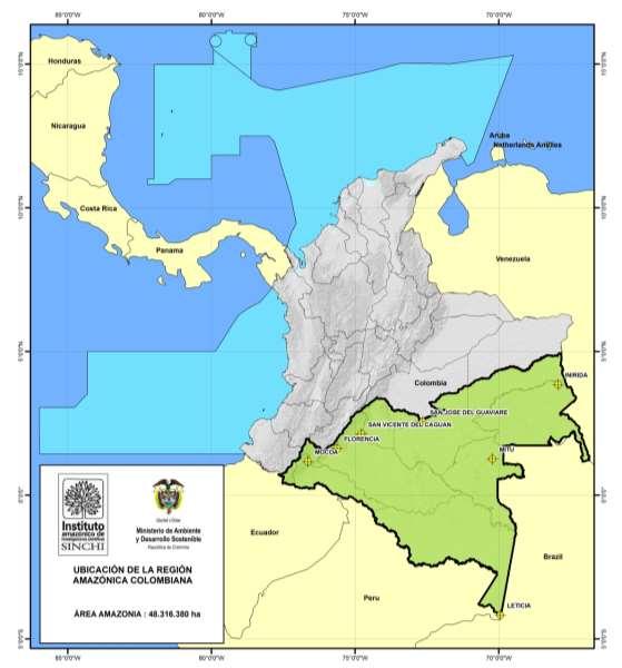 La Amazonia colombiana cubre una superficie de 483.