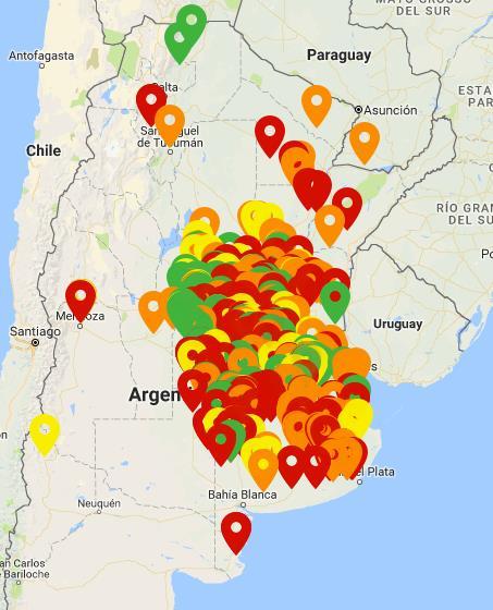 Mapa de alertas creadas Argentina. Diciembre de 2017 Localización Las alertas pueden ser creadas en cualquier parte del país.