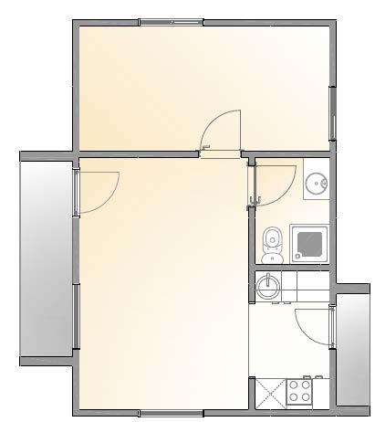 T1 3. MODULAR F Arquitectura Áreas: Sala 15,50 m² Instalación Sanitaria 2,96 m² Cocina 4,01 m²