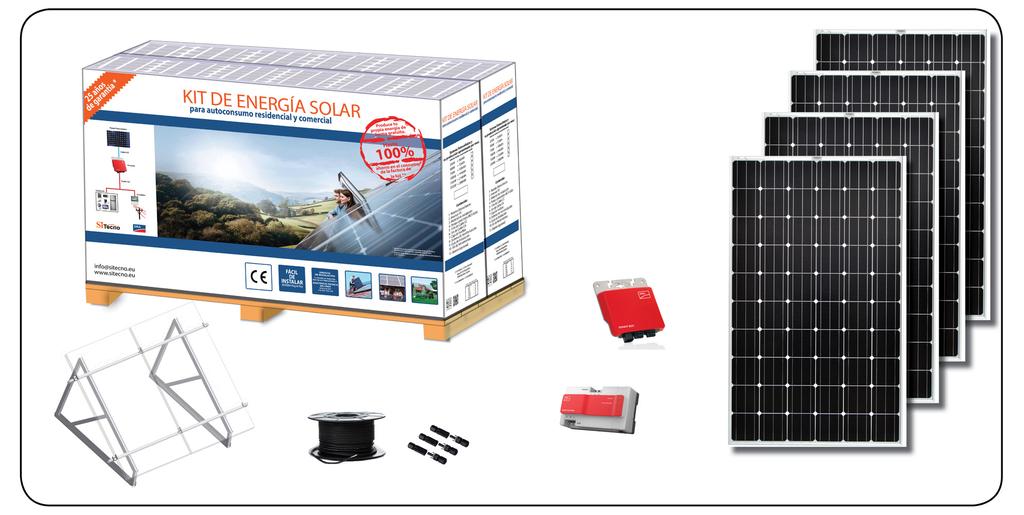 MODELO KIT SOLAR: SISMA-A250 250 Kit de energía solar 36 kwh PRODUCCIÓN por mes 1200 Wh PRODUCCIÓN por día Cantidad Descripción 1 Módulos solares Policristalinos de 250W 1 Micro Inversor SMA 1