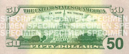 El billete rediseñado de US$50 fue emitido por primera vez en 2004.