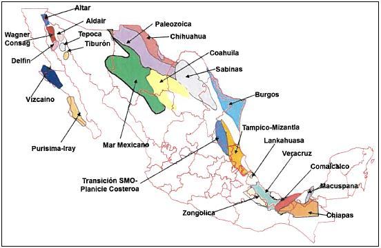 Figura 5.6: Áreas con potencial de gas en capas de carbón de México según el estudio de la SEMARNAT. Fuente: SENER, 2012. Figura 5.