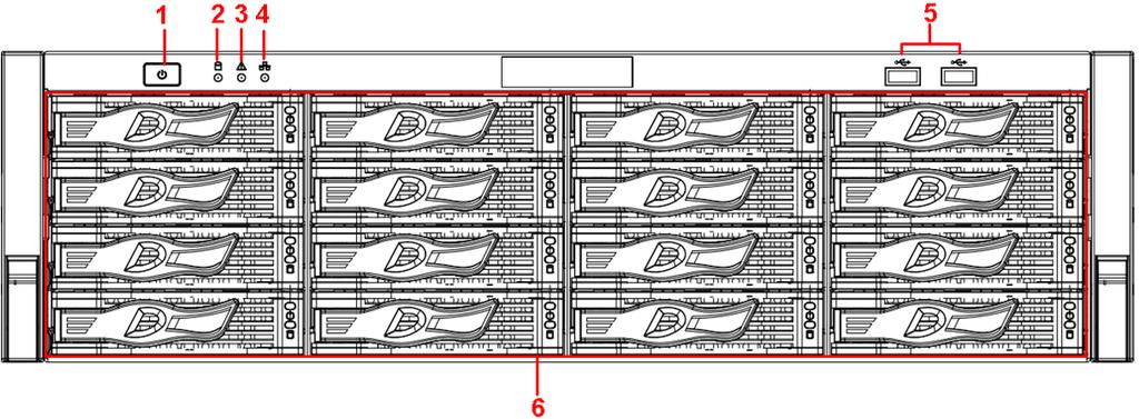 5 Puerto USB / 6 Bloqueo del panel frontal / Para la serie NVR616-4KS2 en general, el panel frontal es como se muestra en la Figura 1-2.