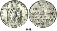 F 4019 1941. B (Berna). 5 francos. (Kr. 44). 650º Aniversario de la Confederación. S/C-. Est. 40.. 25, 4020 1948. B (Berna). 5 francos. (Kr. 48). Centenario - Constitución suiza. EBC+. Est. 20.