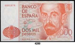 4284 4279 1979. 5000 pesetas. (Ed. E4b var). 23 de octubre, Juan Carlos I. Pareja correlativa, serie 9B. Muy raros. S/C. Est. 425.................................... 375, F 4280 1980. 2000 pesetas.