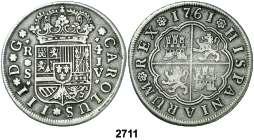 ........................ 12, 2706 1770. Sevilla. CF. 2 reales. Resello del Gobierno portugués, GP coronadas (De Mey 4), para circular por las Azores. (MBC-). Est. 40.......................... 25, 2707 1775.
