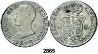 F 2865 1812. Sevilla. LA. 4 reales. (Cal. 61). Pequeña oxidación en reverso. Golpecito en canto. Escasa. MBC-. Est. 50....................................... 30, F 2866 1810. Madrid. AI. 20 reales.