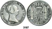 ................ 60, 3188 1852. Madrid. 10 reales. (Cal. 222). BC+. Est. 30.......................... 18, 3189 1852. Madrid. 10 reales. (Cal. 222). MBC+/MBC. Est. 50...................... 35, 3190 1853.