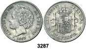 F 3287 1893*1893. Alfonso XIII. PGL. 1 peseta. (Cal. 39). MBC. Est. 75................. 40, 3288 1894*. Alfonso XIII. PGV. 1 peseta. (Cal. 40). BC+. Est. 30.