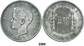 Est. 40.... 30, 3353 1892*1892. Alfonso XIII. PGM. 5 pesetas. (Cal. 19). Tipo bucles. MBC-. Est. 20....... 15, 3354 1893*1893. Alfonso XIII. PGL. 5 pesetas. (Cal. 21). MBC-. Est. 20................ 15, 3355 1893*1893.