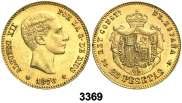 F 3368 1890*1890. Alfonso XIII. MPM. 20 pesetas. (Cal. 5). Golpecitos. Parte de brillo original. MBC+. Est. 250............................................ 175, F 3369 1876*1876. Alfonso XII. DEM.