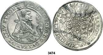 F 3474 Sajonia-Albertine. 1625. Juan Jorge. HI (Dresden). 1 taler. (Kr. 132). Limpiada. Rara. (MBC+). Est. 200........................................... 110, 3475 Saxe-Coburg-Gotha.