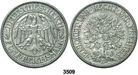 3508 1928. F (Stuttgart). 5 marcos. (Kr. 56). Escasa. EBC-. Est. 200.................. 110, F 3509 1928. J (Hamburgo).