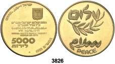 F 3826 ISRAEL. 1980. 5000 libras. (Fr. 15). AU. 32º Aniversario de la Declaración de Independencia. Proof. Est. 750................................... 650, F 3827 1985.
