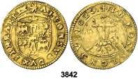 F 3842 Ferrara. Alfonso I d este (1505-1534). 1 escudo. (Fr. 269). AU. Rara. MBC. Est. 1.200.... 800, F 3843 1862. Víctor Manuel II. 20 liras. (Fr. 11). AU. MBC. Est. 250................... 200, 3844 1865.