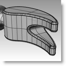 7 Utilice el comando ExtrusiónDeCrv (Menú: Sólido > Extrusión de curva plana > Recta) para extruir la curva a través del sacaclavos.