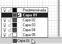 Para activar una capa: Notas: 1 En la barra de estado, haga clic en el cuadro Capa. 2 En el menú emergente de las capas, haga clic en Línea. 3 Dibuje algunas líneas.