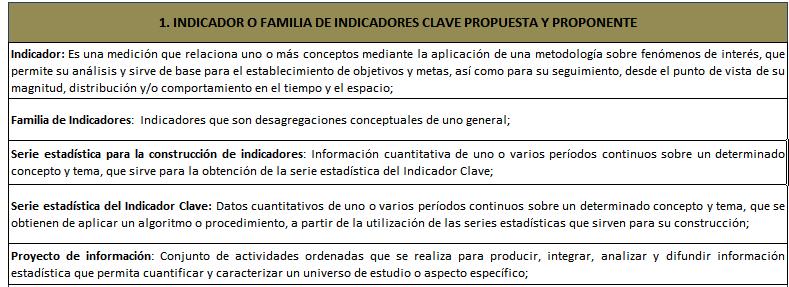 IV. Instrucciones de llenado para el Formato para la Presentación de Propuestas de Indicadores Clave 1.